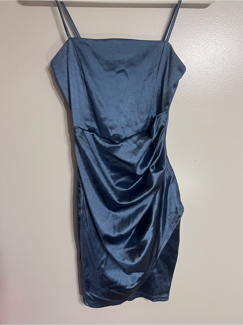 Windsor Navy Satin Draped Mini Dress